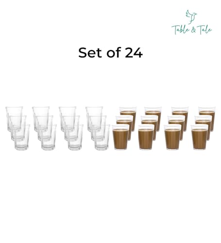 Image of Table & Tale Americano Line 190 ml Tea Glass Set of 24 from Brazil | Classic Tea Glass Set | Perfect for Tea, Coffee, Cutting Chai | Durable for Party, Home, Kitchen, Restaurant, Dishwasher Safe