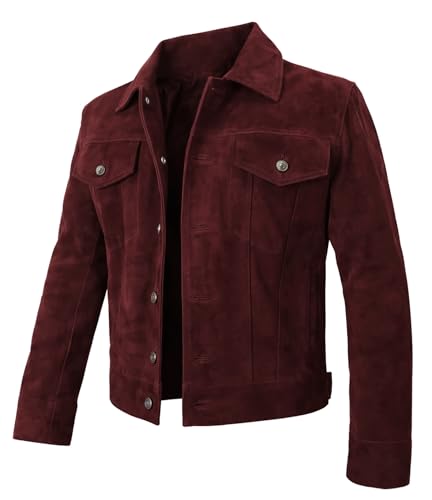 Image of LP-FACON Mens Western Style Trucker Suede Leather Jacket | Cowboy Jacket Collection
