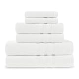 TAWFEEQ LINENS White Turkish Bath Towel Set 650 GSM Double Stitched Edges & Double Piles, Include 2