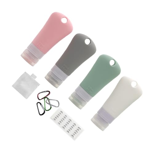 Anneome Botellas de Silicona Recargables con Gancho y Anti-fugas para Champú Acondicionador y Lociones con Bolsa PVC y Etiquetas para Viajes