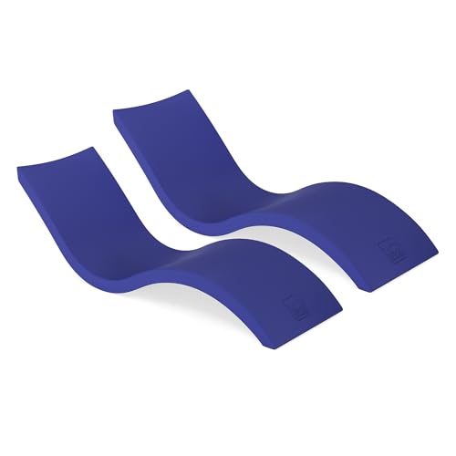 Ledge Lounger - Signature Chaise - Inside Pool & Sun Shelf Lounge Chair - Designed for Shallow Shelves Up to 9” - Compatible with All Pool Types - Poolside & Sun Deck Tanning - Set of 2 - Dark Blue