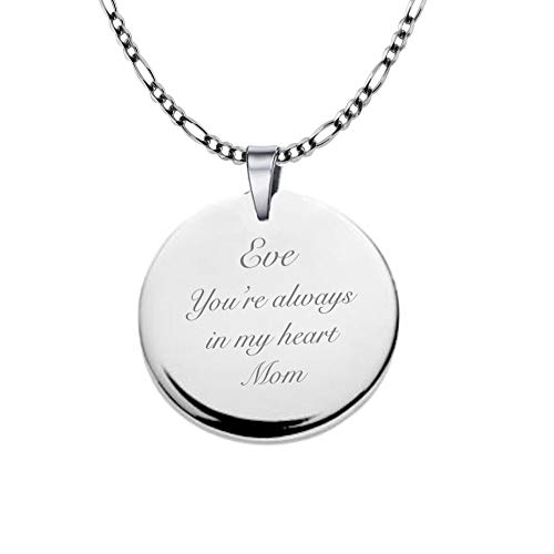 Personalized Sterling Silver Circle Charm Pendant Disk with Necklace Custom Engraved Free - Ships from USA4