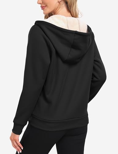 MoFiz Zip up Womens Hoodies Winter Fleece Sherpa Lined Sweatshirt Thick Warm Hooded Jacket with Zipper Pockets4