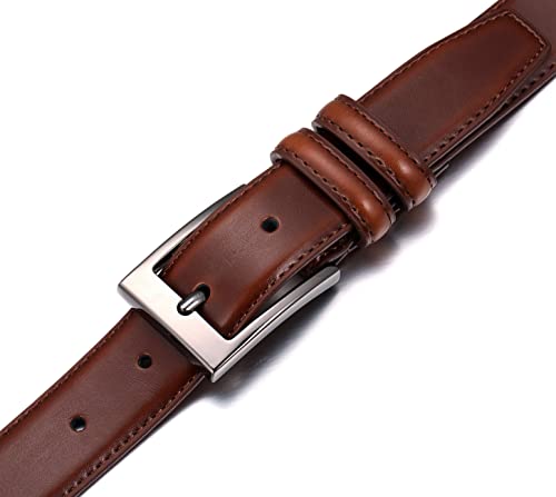 Marino’s Men Genuine Leather Dress Belt With Single Prong Buckle - Burnt Umber - 36 #TOP4