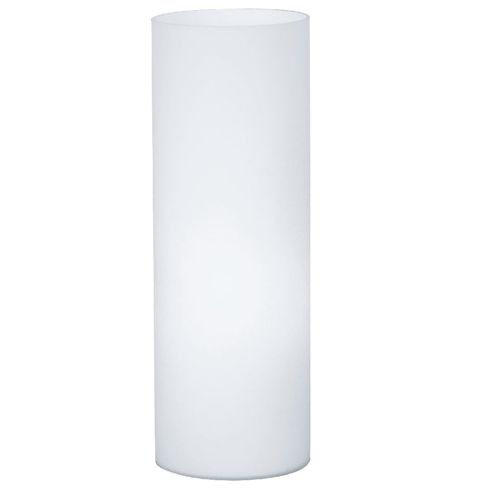 Britalia White Matt Opal Frosted Cylinder Glass Vintage Retro Table Desk Lamp | 35Cm Height | 1 X Es E27 Lamp Bulb Required | Uk Approved | Inline Switch | Modern Influence