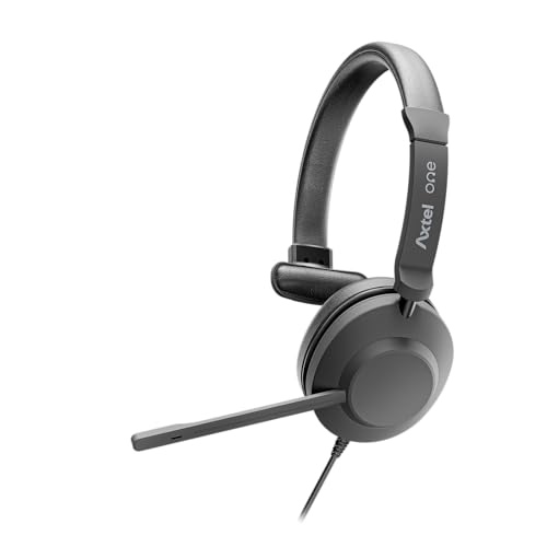Axtel One UC Mono Casque – Microphone antibruit, Haut-Parleur de 40 mm, contrôle des appels en Ligne, Ultra léger, Confort Tout au Long de la journée – Compatible USB-A – Bureau, Centre