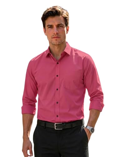 Image of Men's Regular Fit Solid Pattern Cotton Shirt with Spread Collared Long Sleeve Standard Length and Button Down Closure Type | Shirts | Stylish Shirts for Men