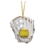Adorno de guantes de sóftbol, adorno de softbol de Navidad, adorno plano de guante de sóftbol, adornos colgantes para guantes de sóftbol C
