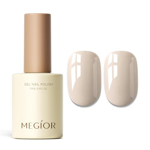 MEGIOR Vanilla Frosting Gel Nail Polish 15ML Long Lasting Easy to Apply Soak Off UV LED Gel Polish Salon Art Manicure Gel Nail Kit for Women Girls Home DIY