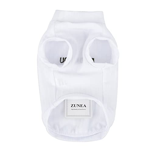 Zunea Hundeshirts mit D-Ring für Kleine Hunde Mädchen Jungen Sommer Welpen T-Shirt Weich Atmungsaktiv Tank-Top ärmellos Coole Kleidung Einfarbig Basic-Shirt Haustierbekleidung für Chihuahua Weiß S
