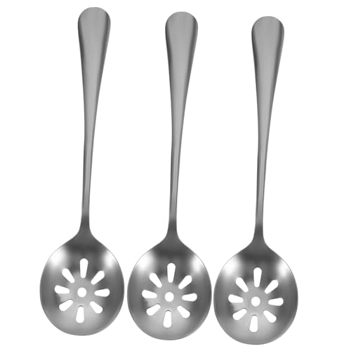 Unomor Ergonomic Small Slotted Spoon Set Stainless Steel Slotted Serving Spoons for Daily Use