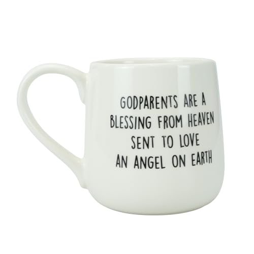 Enesco Caneca de café gravada Our Name is Mud Godparent Blessing from Heaven, 473 ml, branca