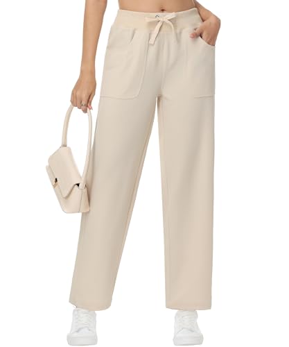 YuKaiChen Womens Pants Baggy Wide Leg Casual Elastic Waisted with Pockets