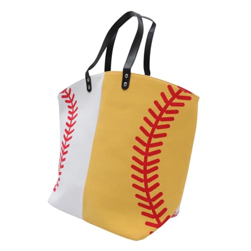 Sac shopping toile à motif baseball grand cabas bandoulière léger Veemoon