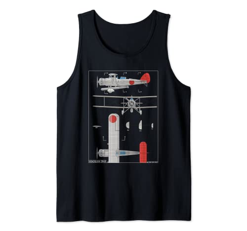 Yokosuka B4Y Japanese WW2 Biplane Diagram Tank Top