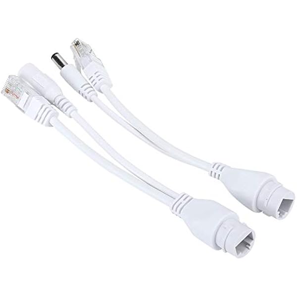 2 szt. Zestaw Wtryskiwaczy i Rozdzielaczy Poe, Kabel Przejściowy Niestandardowy Wodoodporny 10 100 Mb/s Cat5 5e 6 Standardowy Kabel Sieciowy (czarny) Poe DC12V Rozdzielacz Poe