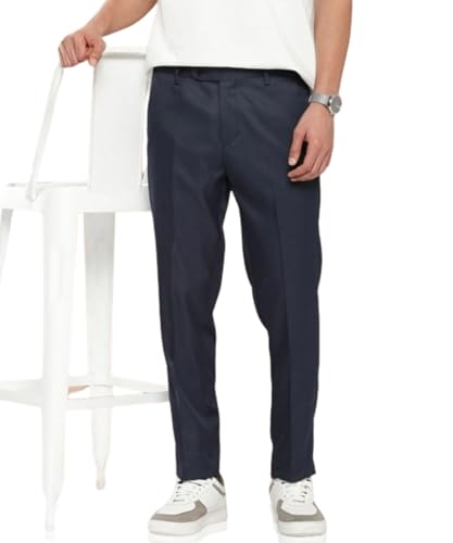 Image of MALENO Slim Fit Ankle Length Cotton Lycra Blend Formal Trouser for Men | Stretchable Ankle Length Formal Pant for Men