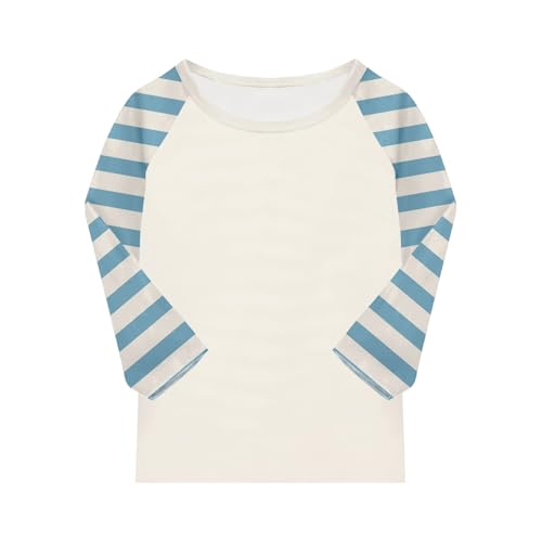 Girls Tops Raglan 3/4 Sleeve Fall Shirts Soft Crewneck Cute Summer Tops Three Quarter Sleeve Loose Clothes 3-14 Years2