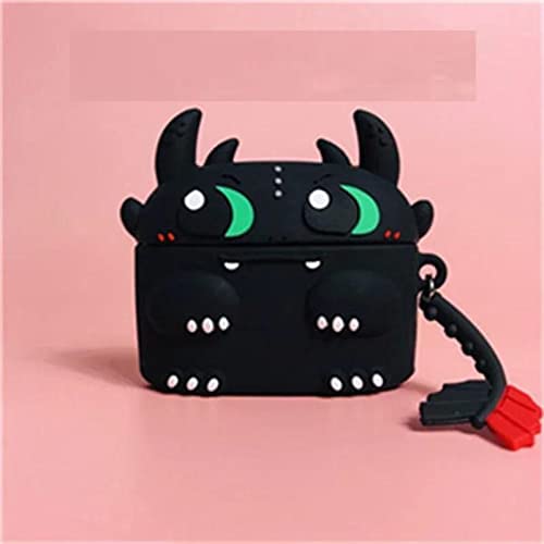 Image of for Airpods Pro 2019 Pouch Case Cover Headphones Soft Silicone Cartoon Character Cover with Keychain, 360-degree Protection (Dragon)