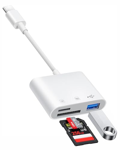 Giongma USB C to SD Card Reader, 3 in 1 USB-C/Type C Memory Card Adapter for iPhone/iPad/Mac/Laptop