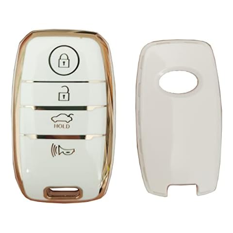 QIXIUBIA for Kia Key Fob Shell TPU Protector Cover Keyless Remote Control Key Fit for Kia Soul Carnival Sedona NIRO Sorento Sportage Rio Forte Optima Cerato Koup Smart Key (White) Cover