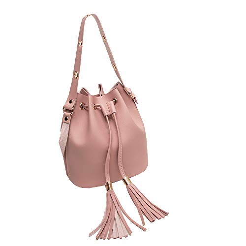 Tassel Bucket Bag for Women, 2019 Hot Faux Leather Crossbody Bag Mini Satchel Drawstring Bag with Adjustable Strap