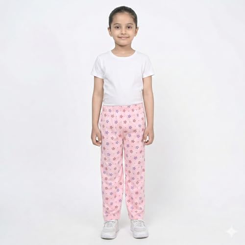 Image of indi weaves Regular Fit Pure Cotton Pajama Pants with All Over Print for Girls (Multicolor Designs)(Pack of 4)