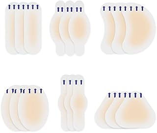 LXQ Blister Plasters for Feet 18 PCS Gel Blister Cushion Pads Waterproof Blister Protection for Heel Hydrocolloid Bandages Invisible Hydrocolloid Plasters for Toes Fingers Heel 6 Shapes