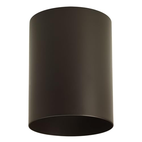 Image of Progress Lighting 5-Inch Cylinder Outdoor Ceiling Light, 1-Light Modern Flush Mount Ceiling Light Fixture, Interior and Exterior Lighting for Home or Porch, Aluminum Construction, Bronze (P5774-20)
