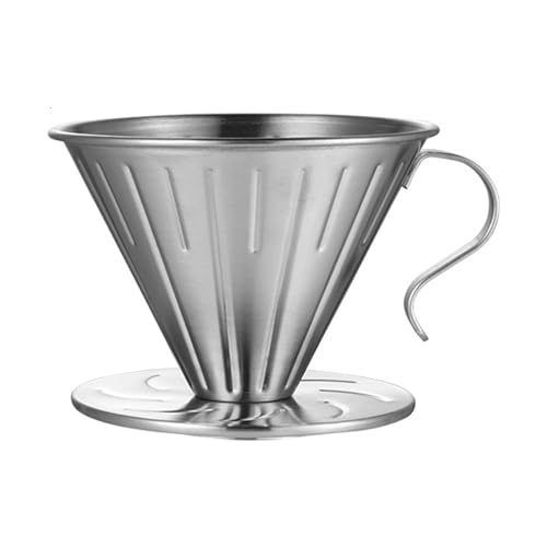 جي في ار او منقط صب اوفر V60 - مخروط فلتر بطيء من الستانلس ستيل قابل لاعادة الاستخدام للسفر والتخييم والمكتب والمنزل وماكينة تحضير القهوة هدية XL 1-4 اكواب