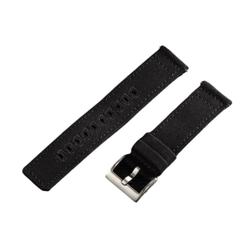 Bracelet de montre toile nylon 22mm noir finition premium
