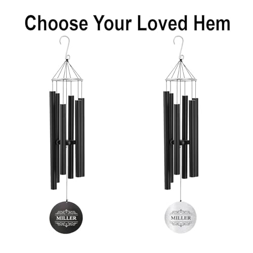 Image of ASTARIN Personalized 30 inch Bereavement Wind Chimes for Outside, Memorial Gift in Remembrance of a Loved One, Sympathy Gift for Loss of Mother Father Husband, Garden Patio Decor