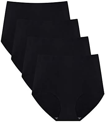 FallSweet No Show High Waist Briefs Underwear for Women Seamless Panties,Pack of 4 (Black4, L)
