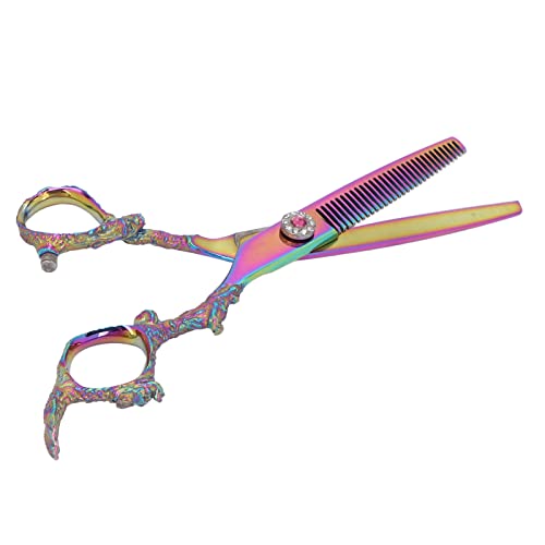 Forbici per Sfoltire Professionali, Forbici per Tagliare i Capelli in Acciaio Inossidabile, Manico Curvo per il Comfort, Sicure e Facili Usare, per (Forbice per sfoltire)