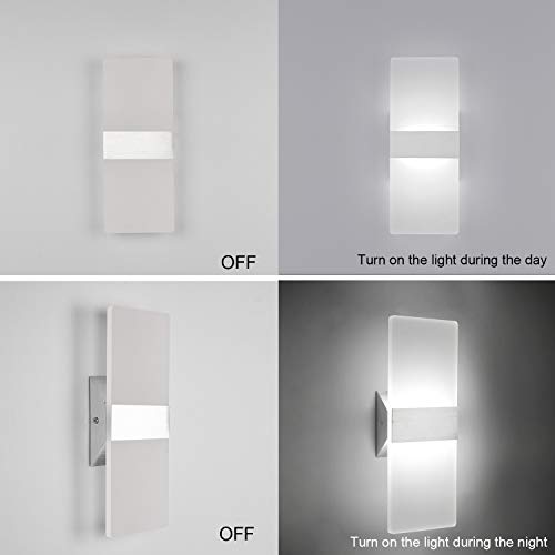 Led Wall Sconce Modern Wall Light Lamps 12W Cool White 6000K Up And Down Indoor Acrylic Lighting Fixture For Living Room Bedroom Hallway Conservatory Home Room Decor Not Dimmable No Plug(3 Pack) #TOP6