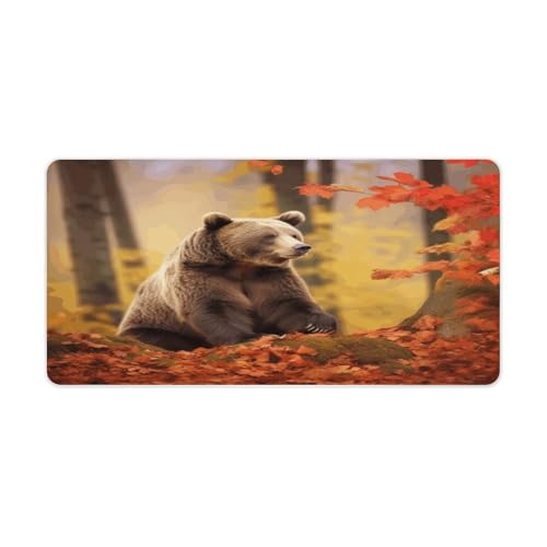 Brown Bear in Autumn Desk Pad con Base de Goma Grande