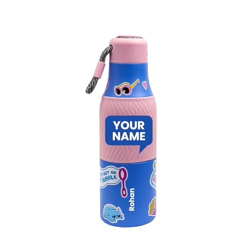 Image of Rabitat ZAPPY Personalized 700ml Insulated Water Bottle for School Kids | 2-Year Warranty | Full School Day, No Refills | Spinflo Leakproof Cap | 18 Hrs Cold | ISI Certified Stainless Steel | Laven