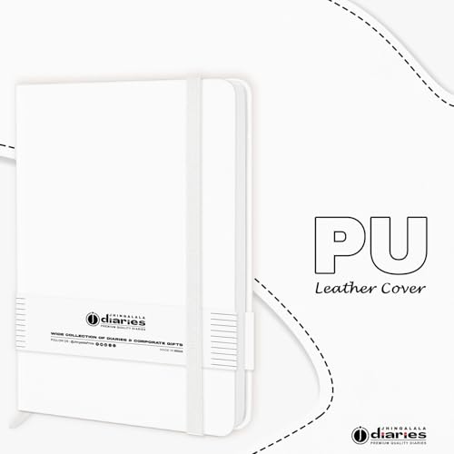 Image of Jhingalala Diaries - Hardbound Leather Cover Pocket Size Corporate Executive Diary Notebook I Pocket Diary For Men and Women I A6 Size I 80gsm Paper I 192 Ruled Pages (White)