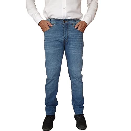 Overdrive Mens Stretch Denim Jeans Marco Blue with Removable CE Armor Protective Pads for Motorcycle Riding Gear - Main Image