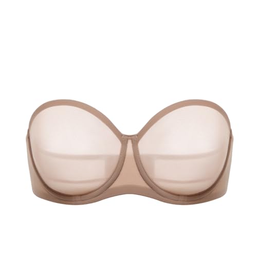 Image of DELIMIRA Women's Cosnufy Strapless Bra Sheer Mesh Plus Size Unlined Underwire Bras