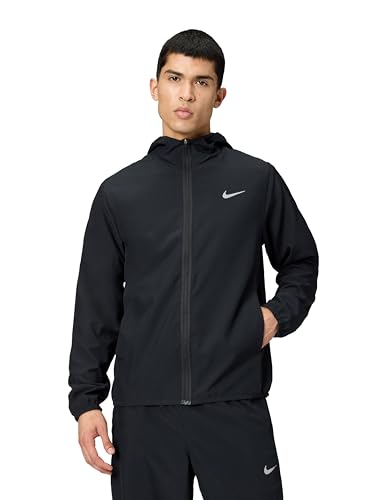 Nike Hip Length Hooded Jacket M Nk Df Form Hd Jkt, Black/Reflective Silv, FB7482-010, L