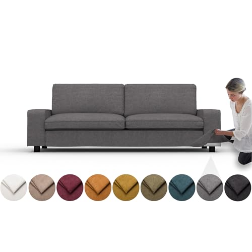 comfortly Funda para sofá cama Kivik de 3 plazas, funda de repuesto, funda resistente de 7 piezas, tela suave y duradera, lavable, fácil de limpiar y reemplazar (corona, gris oscuro)