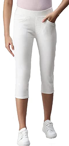 Image of ADBUCKS Womens Slim Fit Denim Lycra Stretchable Capri Mid Rise with Elasticated Waistband (Multi Color & Plus Size Also Available)