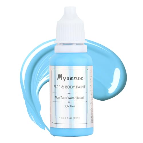 Mysense Light Blue Face Body Paint,Water Based Washable Face Paint,Non-toxic Cream Body Paint for Adults and Children Halloween SFX Cosplay Corpse Bride Sally Avatar Makeup,0.6oz