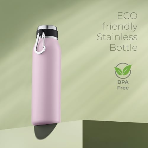 Image of SipX 20 oz Stainless Steel Insulated Water Bottle with Leakproof Lid & Carry Hook - Triple Insulated - Cold 24 Hours /Hot 12 Hours - Perfect for Gym, Work, Sports, Travel - Purple