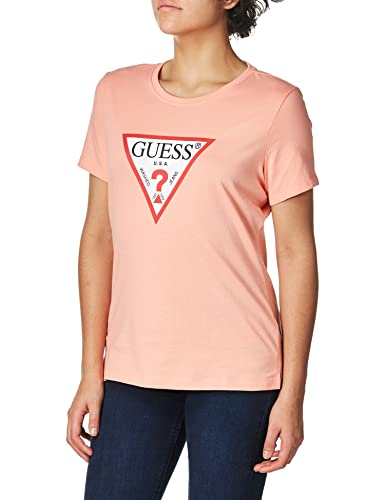 Guess T- Shirt Original à Manches Courtes Chemise, Pêche brûlée, Taille S Femme