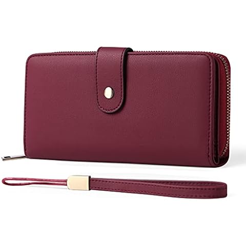 GAEKEAO Ladies Purse RFID Blocking Leather Large Capacit Women's Wallet with Multiple Card Slots and Zipper Pocket Cover