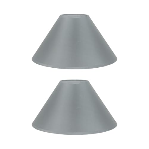 2 Pack 12 Inch Cotton Coolie Lamp Shade Multiple Colors Modern Fabric Light Shade for Table Lamps and Chandelier (Grey)