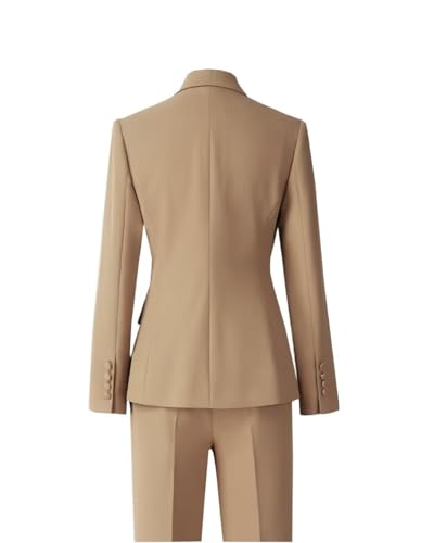 Women's 2 Pieces Pant Suit Set Long Sleeve Blazer Jacket Double Breasted Business Suit for Work4