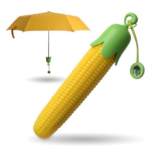 Creative Corn Shape Foldable Umbrella | Cute Compact Travel Umbrella with Hard Case | Windproof & Waterproof | UV Protection Sun & Rain for Women, Kids & Girls-image-36